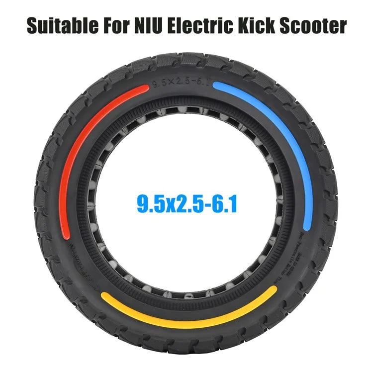 For Niu Electric Kick Scooter 9.5*2.5-6.1 Rubber Tire Honeycomb Shock Absorption Inflation Free Tyre+Yellow+Blue