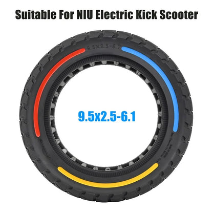 For Niu Electric Kick Scooter 9.5*2.5-6.1 Rubber Tire Honeycomb Shock Absorption Inflation Free Tyre+Yellow+Blue