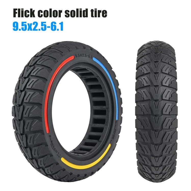 For Niu Electric Kick Scooter 9.5*2.5-6.1 Rubber Tire Honeycomb Shock Absorption Inflation Free Tyre+Yellow+Blue