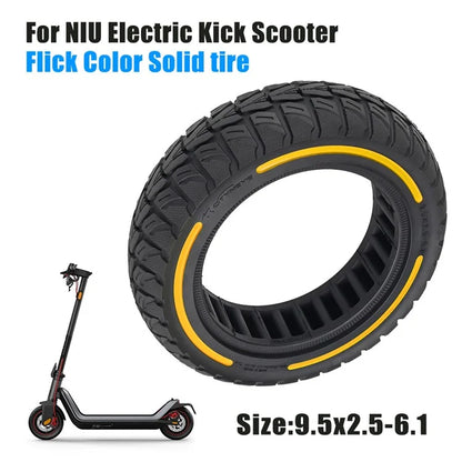 For Niu Electric Kick Scooter 9.5*2.5-6.1 Rubber Tire Honeycomb Shock Absorption Inflation Free Tyre