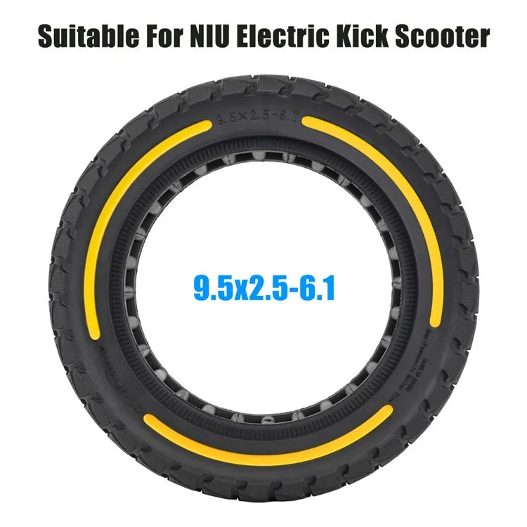 For Niu Electric Kick Scooter 9.5*2.5-6.1 Rubber Tire Honeycomb Shock Absorption Inflation Free Tyre