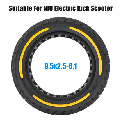 For Niu Electric Kick Scooter 9.5*2.5-6.1 Rubber Tire Honeycomb Shock Absorption Inflation Free Tyre