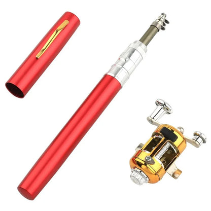 A-P 1m Fishing Rod Reel Combo Set Telescopic Portable Pocket Pen Style Fishing Rod Pole