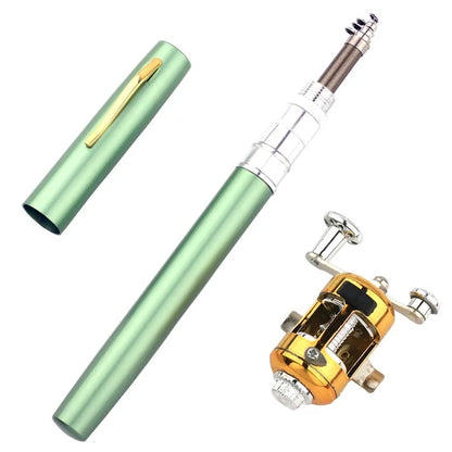 A-P 1m Fishing Rod Reel Combo Set Telescopic Portable Pocket Pen Style Fishing Rod Pole