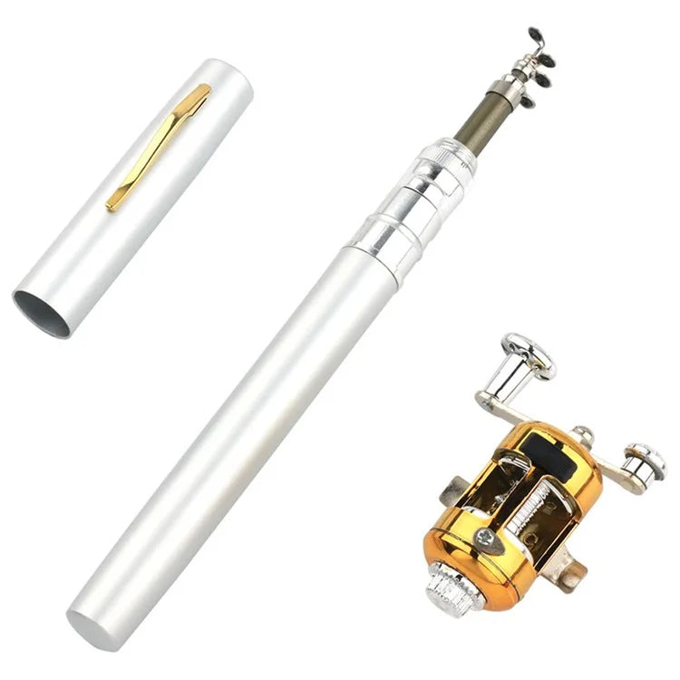 A-P 1m Fishing Rod Reel Combo Set Telescopic Portable Pocket Pen Style Fishing Rod Pole
