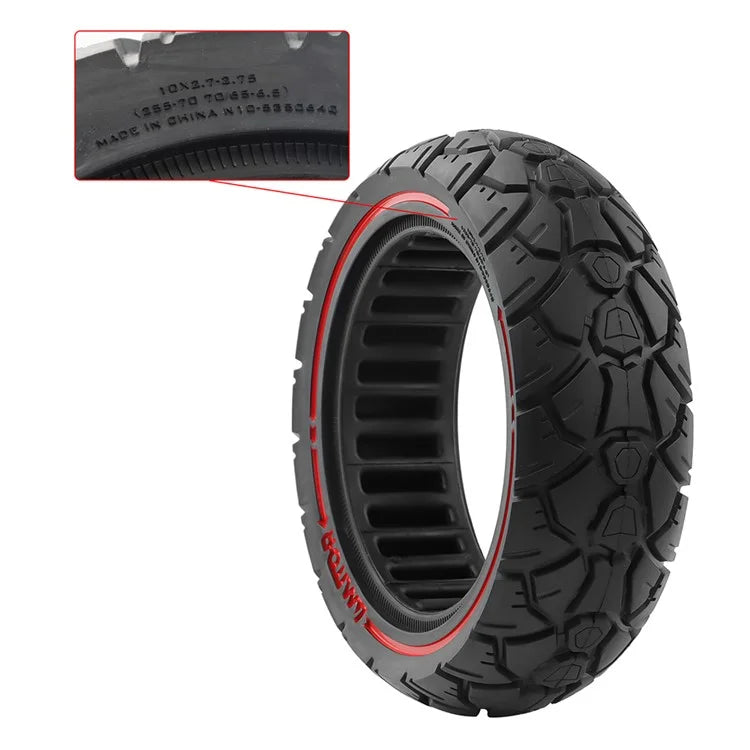 AMITOR 10x2.7 10-Inch Scooter Replacement Wheel Red Line Decor Rubber Tire for 53.5mm Slot