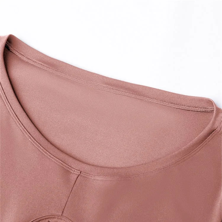 CX1589 Women's Gym Tops Yoga Clothing T-Shirt Light Nuls Round Neck Cropped
