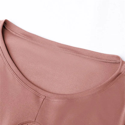 CX1589 Women's Gym Tops Yoga Clothing T-Shirt Light Nuls Round Neck Cropped