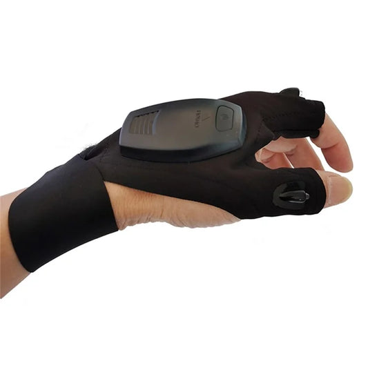 1Pc Night Fishing Breathable Mitten Outdoor Cycling Rechargeable Fingerless Glove with LED Flashlight