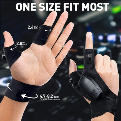 1Pc Night Fishing Breathable Mitten Outdoor Cycling Rechargeable Fingerless Glove with LED Flashlight