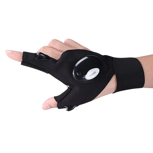1Pc Left / Right Hand Outdoor Night Fishing Cycling Fingerless Glove with LED Flashlight