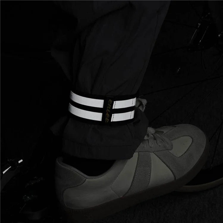 ENLEE 1Pc Reflective Cycling Pants Fixing Band Bike Night Riding Warning Trouser Leg Band, 310x37mm