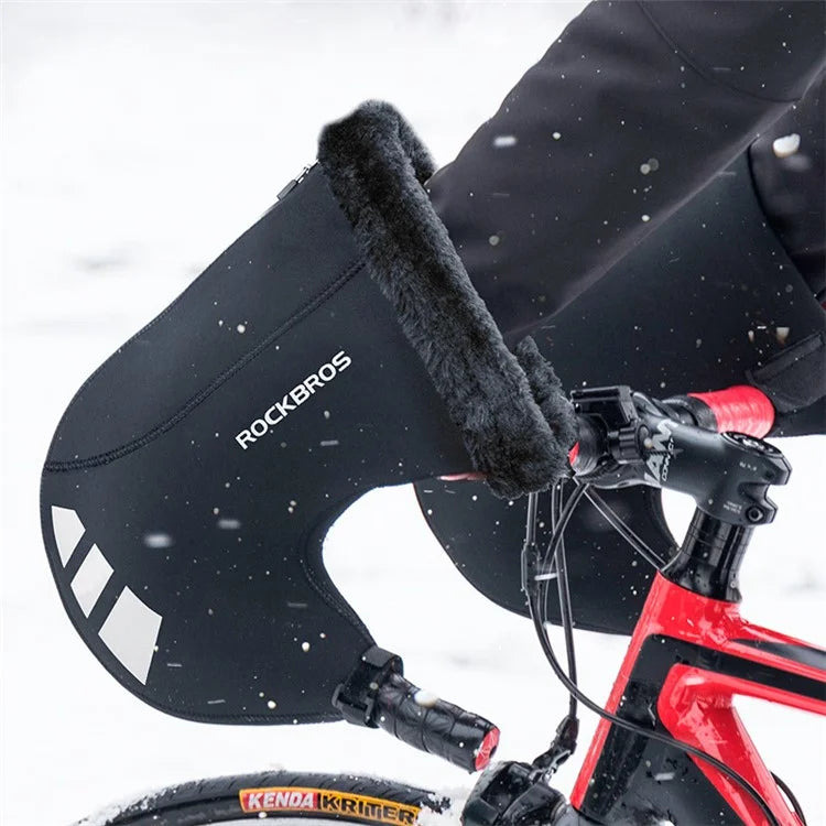 ROCKBROS D63 1 Pair Winter Motorcycle Bike Handle Warm Cover SBR Fabric Windproof Gloves