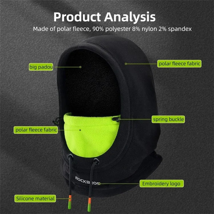 ROCKBROS YPP085 Winter Cycling Skiing Warm Headgear Fleece Wind-proof Head Hood Neck Cover