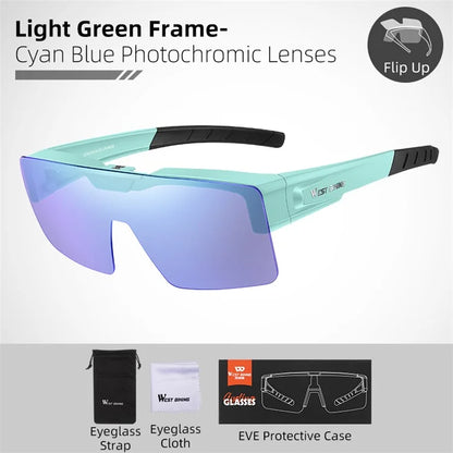 WEST BIKING Men Women Cycling Sunglasses Color Changing Lightweight Outdoor Riding Glasses
