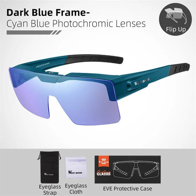 WEST BIKING Men Women Cycling Sunglasses Color Changing Lightweight Outdoor Riding Glasses