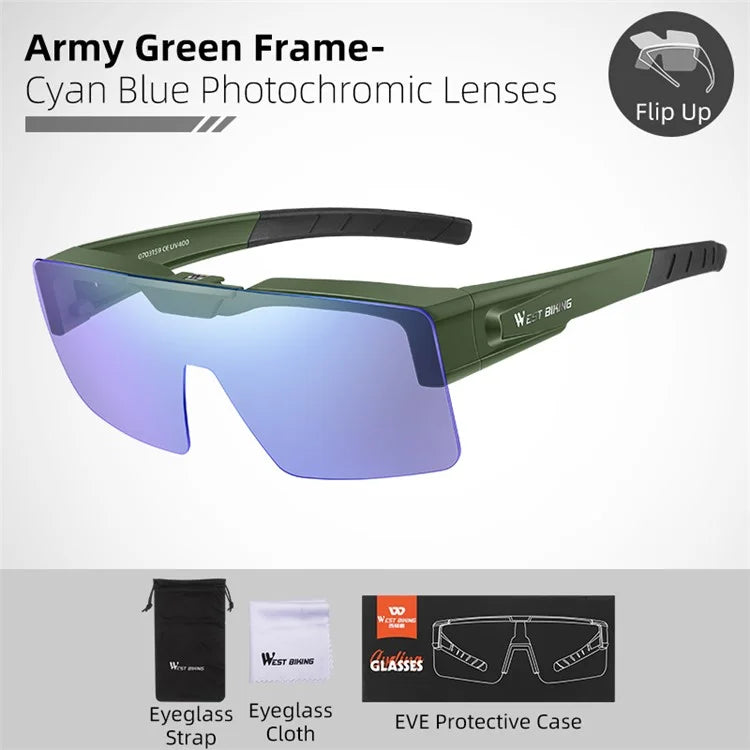 WEST BIKING Men Women Cycling Sunglasses Color Changing Lightweight Outdoor Riding Glasses
