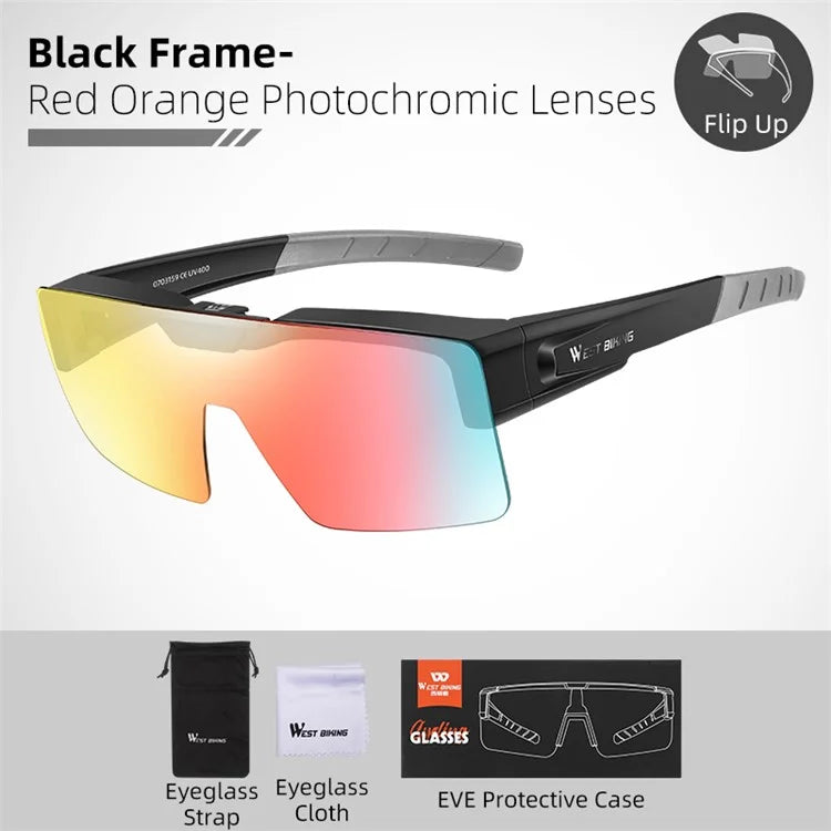 WEST BIKING Men Women Cycling Sunglasses Color Changing Lightweight Outdoor Riding Glasses