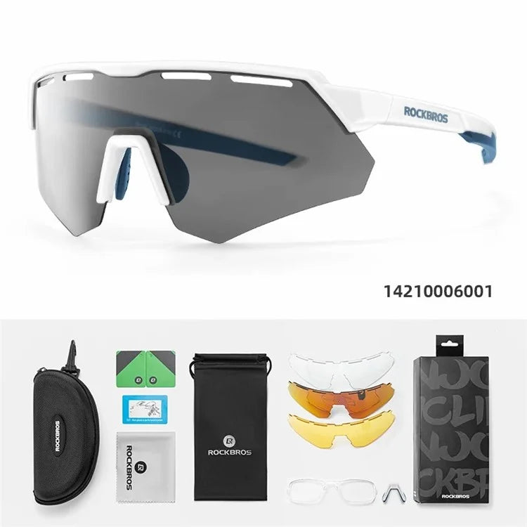 ROCKBROS SP246 Cycling Glasses Outdoor Windproof Eyeglasses Eye Protection Goggles, 4 Lens