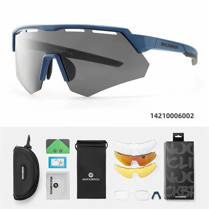 ROCKBROS SP246 Cycling Glasses Outdoor Windproof Eyeglasses Eye Protection Goggles, 4 Lens