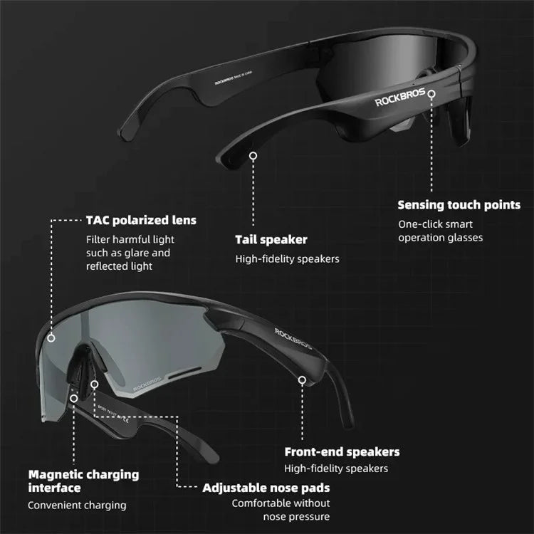 ROCKBROS SP251 Outdoor Cycling Fishing Bluetooth Call Music Eyeglasses Eye Protection Outdoor Glasses