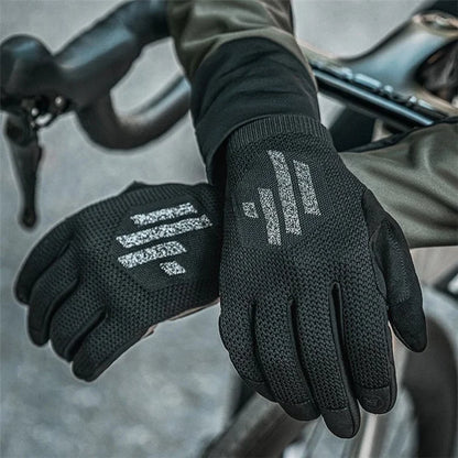 ROCKBROS S338 Men Cycling Gloves Road Bike Touch Screen Full Finger Knitted Mittens