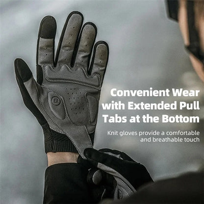 ROCKBROS S338 Men Cycling Gloves Road Bike Touch Screen Full Finger Knitted Mittens