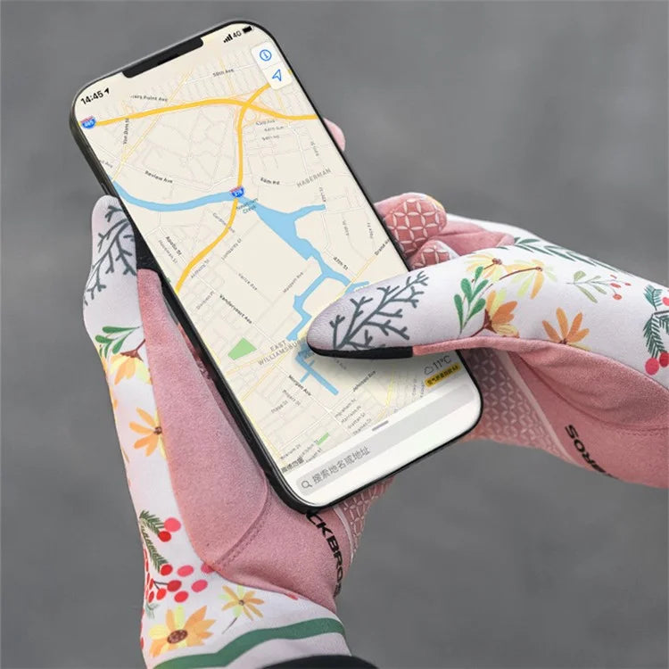 ROCKBROS S340 1 Pair Outdoor Cycling Women Gloves Anti-skid Touch Screen Full Finger Gloves