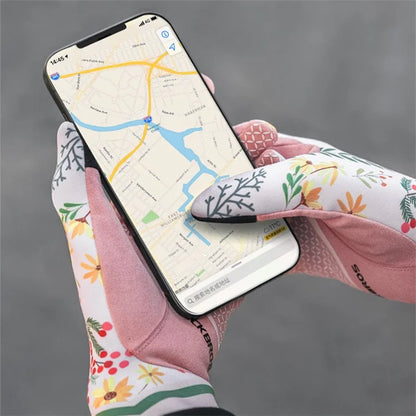 ROCKBROS S340 1 Pair Outdoor Cycling Women Gloves Anti-skid Touch Screen Full Finger Gloves