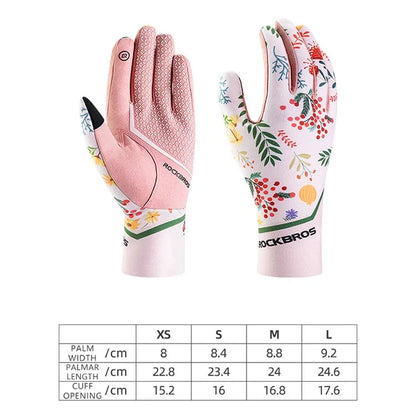 ROCKBROS S340 1 Pair Outdoor Cycling Women Gloves Anti-skid Touch Screen Full Finger Gloves