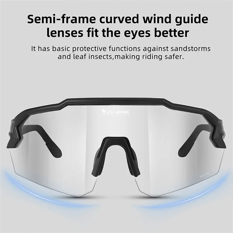 WEST BIKING YP0703164 TR90 Frame Anti-fog Cycling Glasses UV400 Photochromic Sunglasses