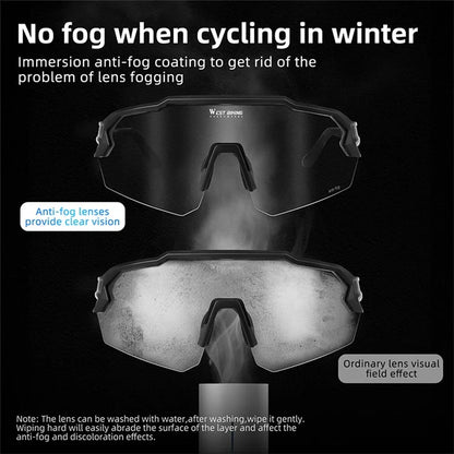 WEST BIKING YP0703164 TR90 Frame Anti-fog Cycling Glasses UV400 Photochromic Sunglassesish Green