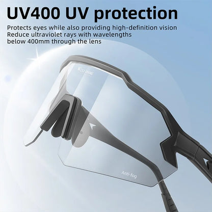 WEST BIKING YP0703164 TR90 Frame Anti-fog Cycling Glasses UV400 Photochromic Sunglassesish Green