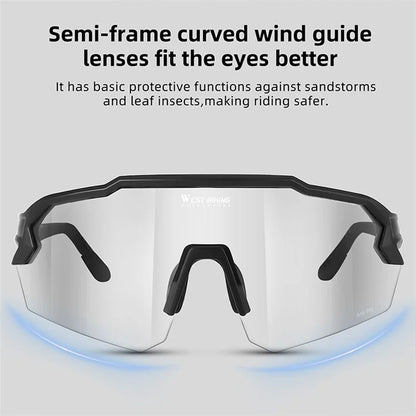 WEST BIKING YP0703164 TR90 Frame Anti-fog Cycling Glasses UV400 Photochromic Sunglassesish Green