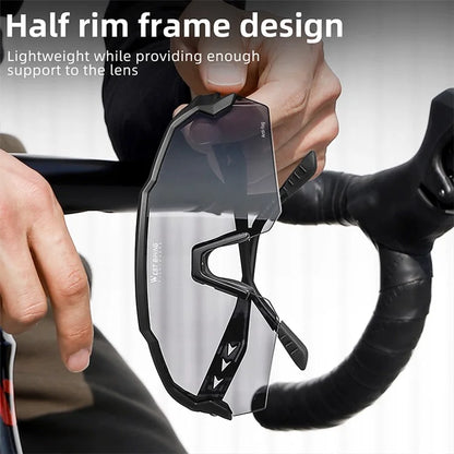 WEST BIKING YP0703164 TR90 Frame Anti-fog Cycling Glasses UV400 Photochromic Sunglassesish Green