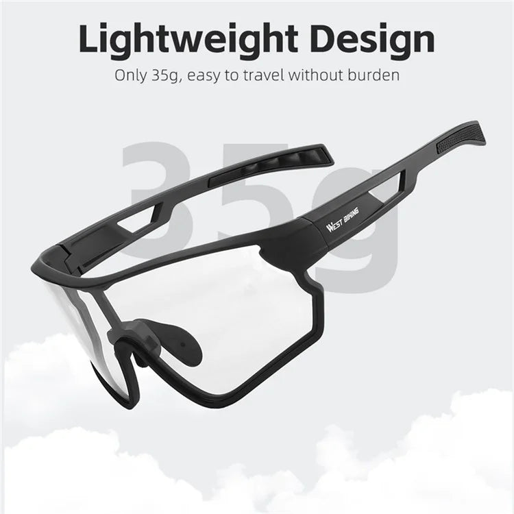 WEST BIKING YP0703161 Photochromic Cycling Sunglasses MTB Road Bike Windproof TR90 Frame Goggles