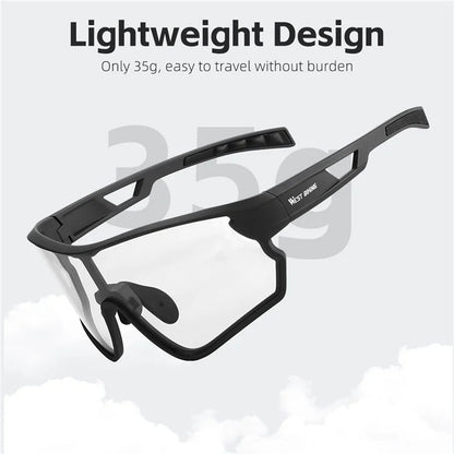 WEST BIKING YP0703161 Photochromic Cycling Sunglasses MTB Road Bike Windproof TR90 Frame Goggles