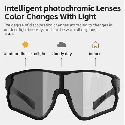 WEST BIKING YP0703161 Photochromic Cycling Sunglasses MTB Road Bike Windproof TR90 Frame Goggles