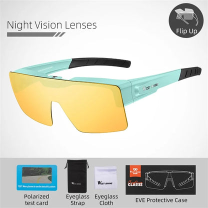 WEST BIKING YP0703159 Night Vision Lens Flip Up Glasses Night Cycling Driving Goggles