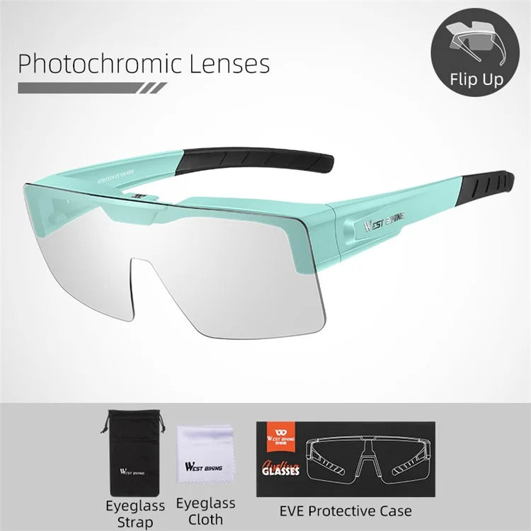 WEST BIKING YP0703158 Clear Photochromic Glasses Cycling Goggles Sunglasses