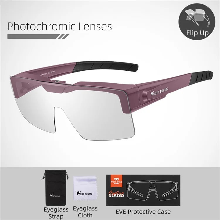 WEST BIKING YP0703158 Clear Photochromic Glasses Cycling Goggles Sunglasses