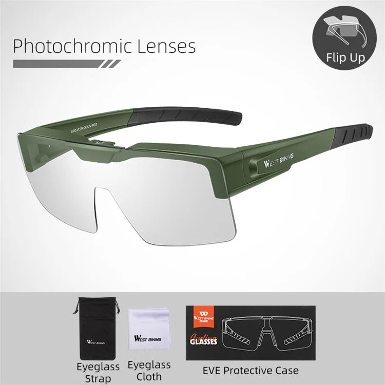 WEST BIKING YP0703158 Clear Photochromic Glasses Cycling Goggles Sunglasses