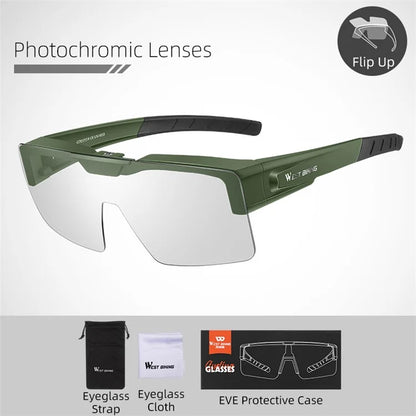 WEST BIKING YP0703158 Clear Photochromic Glasses Cycling Goggles Sunglasses