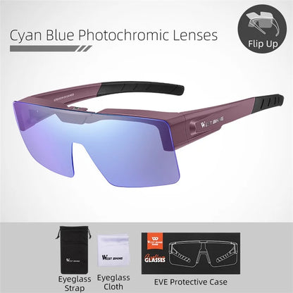 WEST BIKING YP0703159 Photochromic Lens Flip Up Glasses Outdoor Cycling Driving Sunglasses