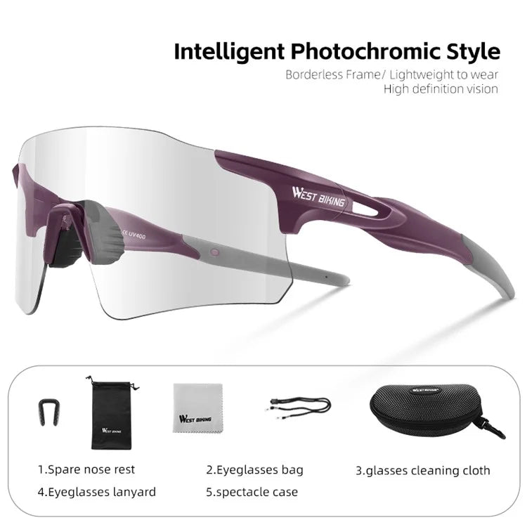 WEST BIKING YP0703156 Photochromic Sunglasses Unisex Outdoor Glasses Cycling Fishing Goggles