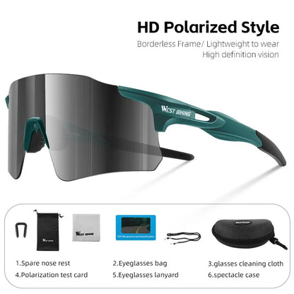 WEST BIKING YP0703155 Frameless Cycling Glasses Lightweight Polarized Sunglasses