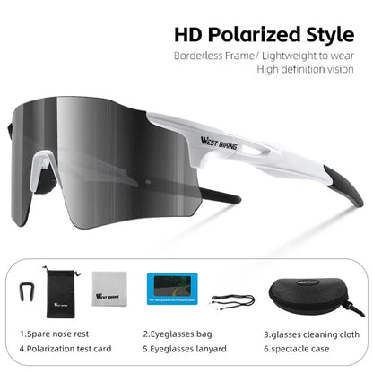 WEST BIKING YP0703155 Frameless Cycling Glasses Lightweight Polarized Sunglasses