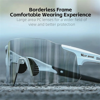 WEST BIKING YP0703155 Frameless Cycling Glasses Lightweight Polarized Sunglasses