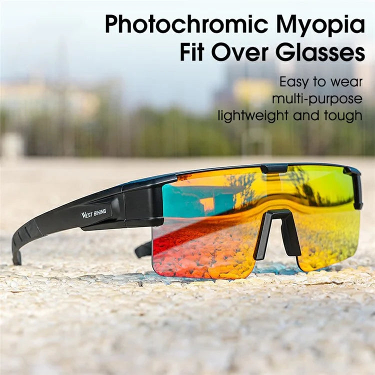 WEST BIKING YP0703150 Polarized Sports Sunglasses for Men Women Cycling Sunglasses with PC Frame  /  Grey