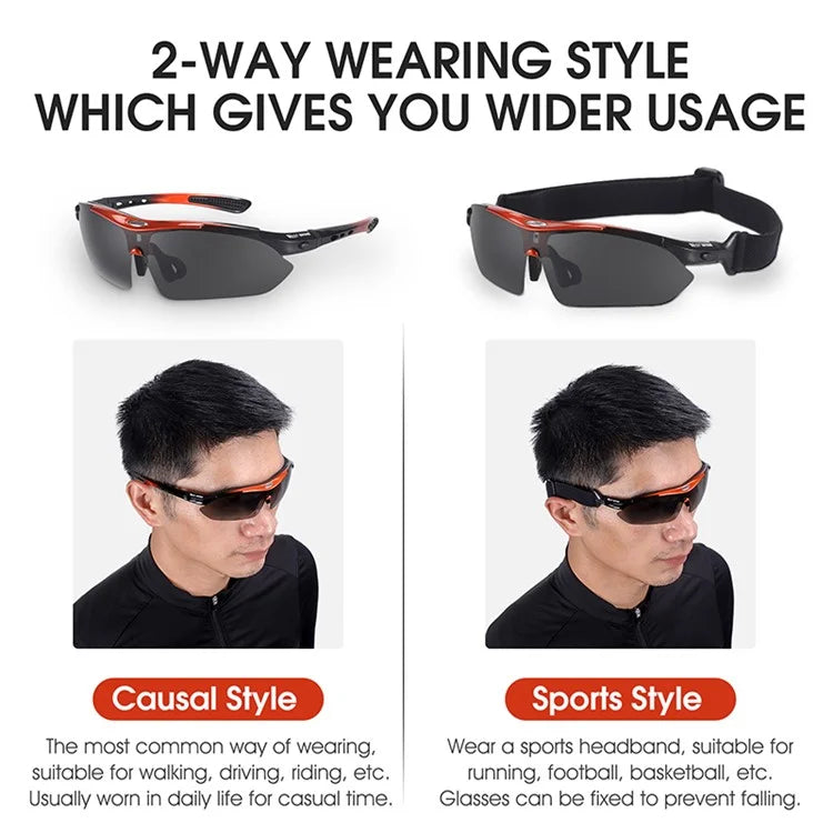 WEST BIKING YP0703142 Polarized Sports Sunglasses Cycling Mountain Bike Sunglasses with 5 Lens